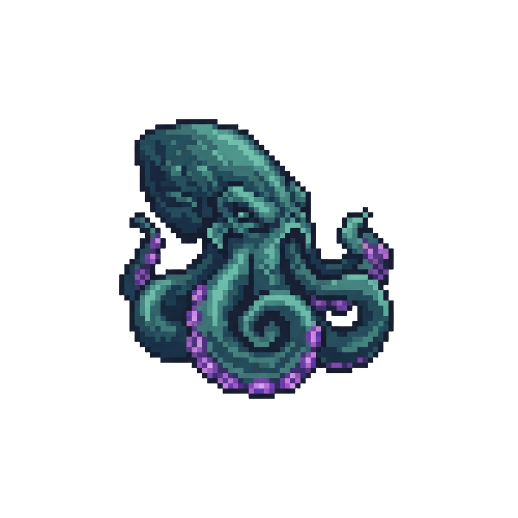 A Monstrous Leviathan Kraken with Bioluminescent Purple Suckers