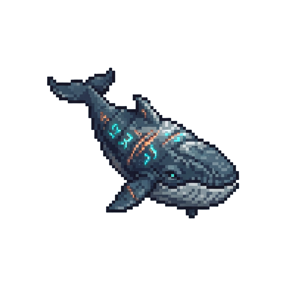 A Gargantuan Prehistoric Leviathan Whale with Ancient Glowing Scars