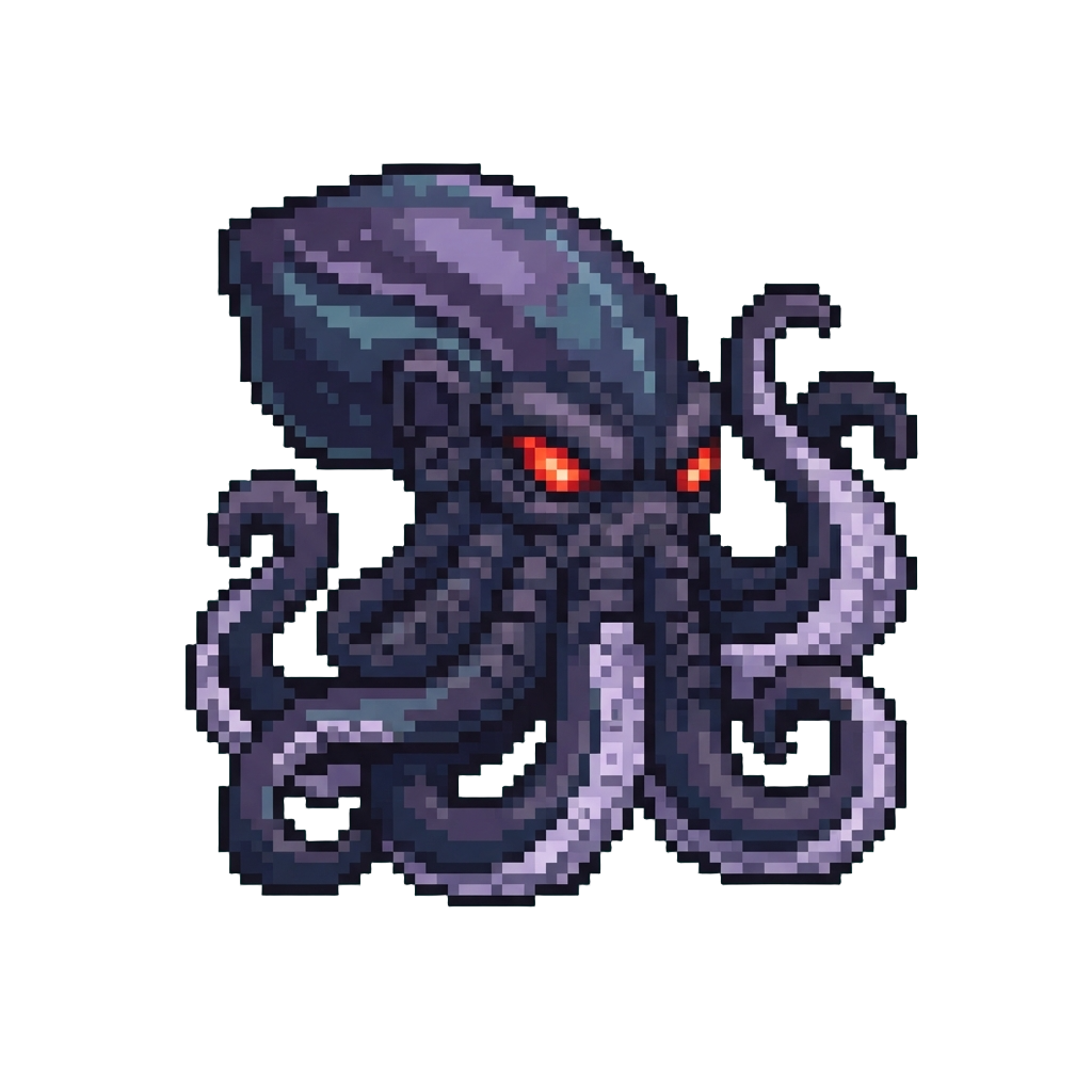 A Colossal Mythical Kraken with Massive Glowing Red Eyes and Gigantic Tentacles
