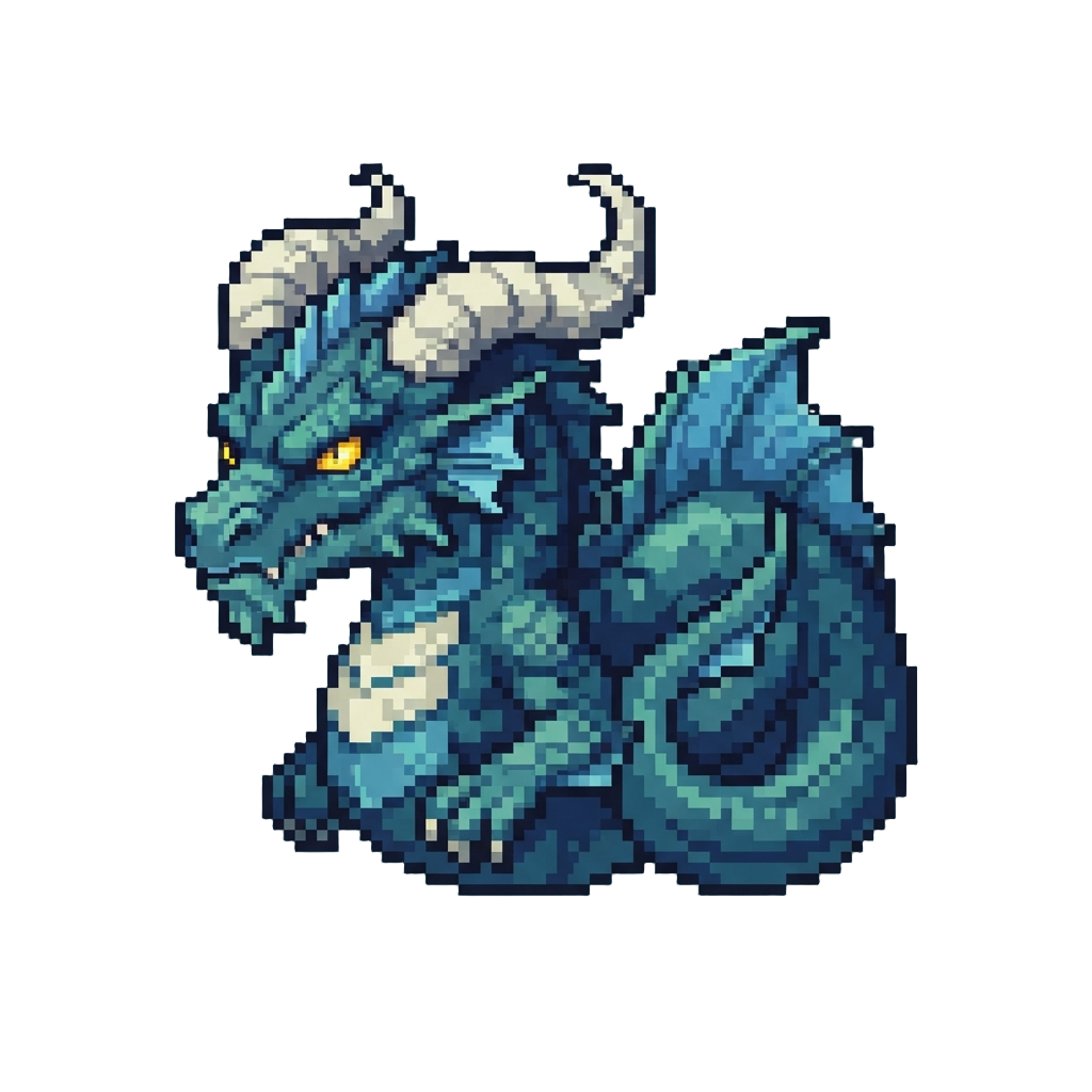 A Colossal Horned Ocean Dragon with Burning Yellow Eyes