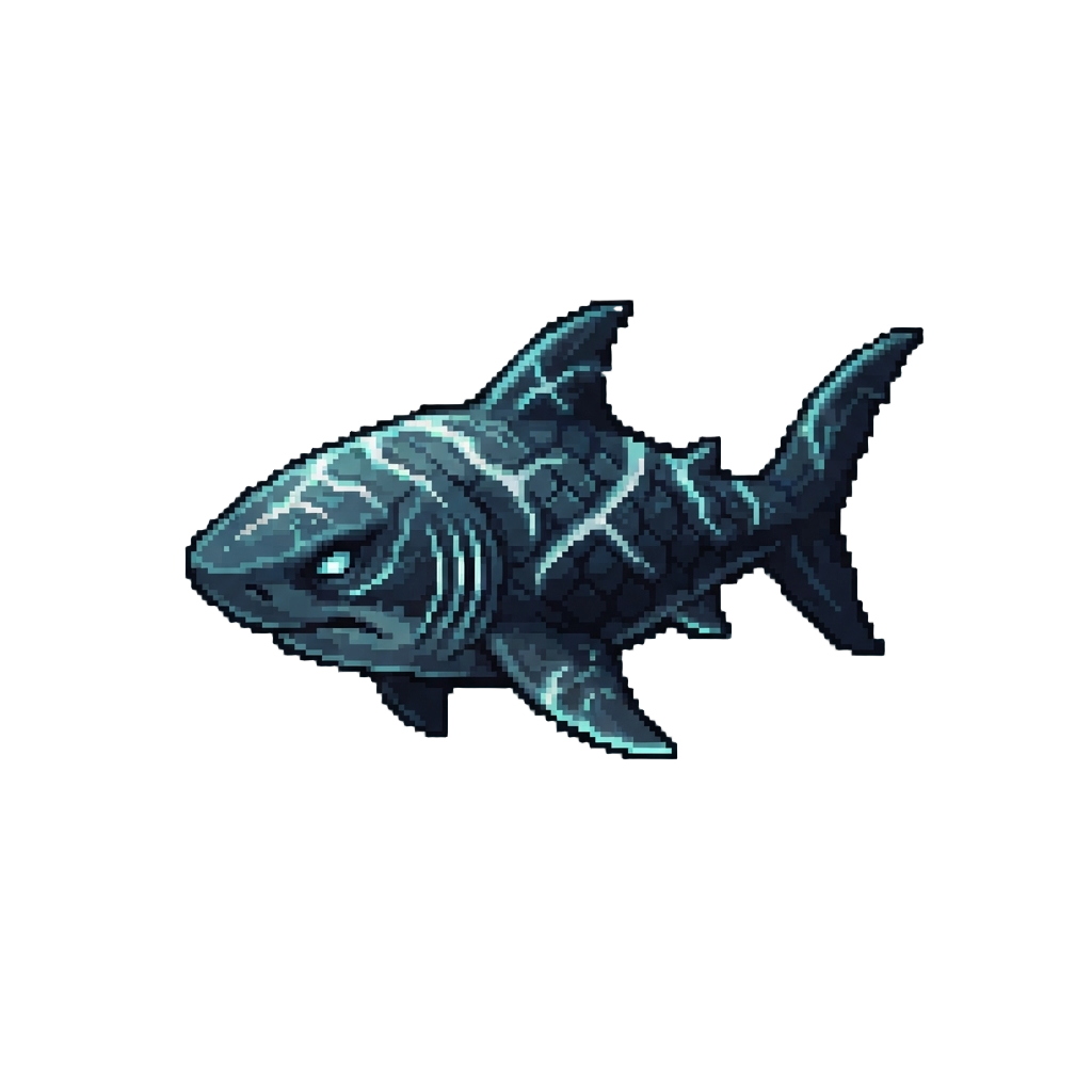 A Giant Abyssal Phantom Shark Covered in Luminescent Scars
