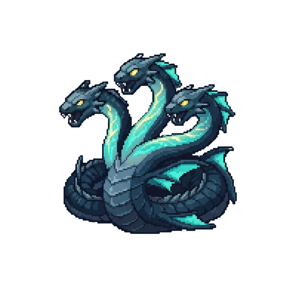 A Colossal Abyssal Sea Hydra with Serpentine Glowing Necks