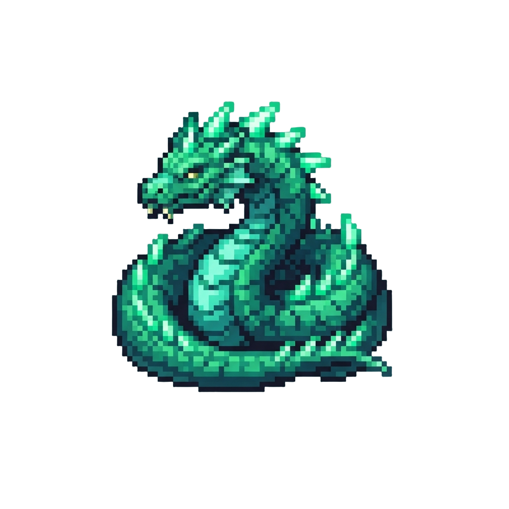 A Gigantic Spiked Sea Serpent with Glowing Emerald Scales