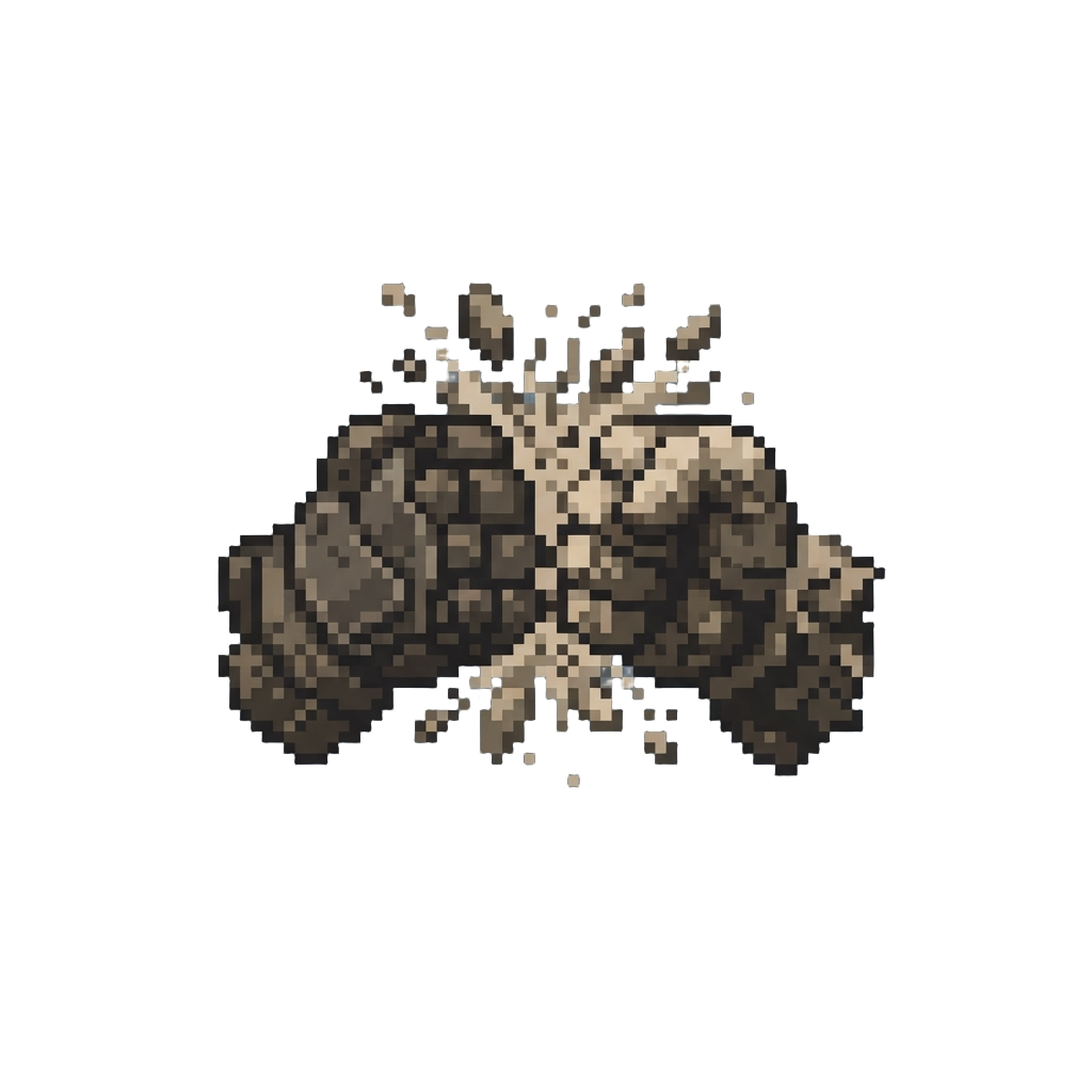 Massive Stone Gauntlets Forming Out of Earth Around Both Fists and Slamming Together