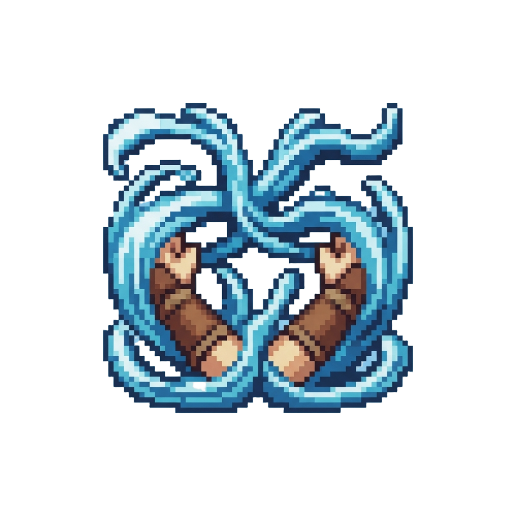 Water Surrounding Both Arms Into Long Whipping Tendrils