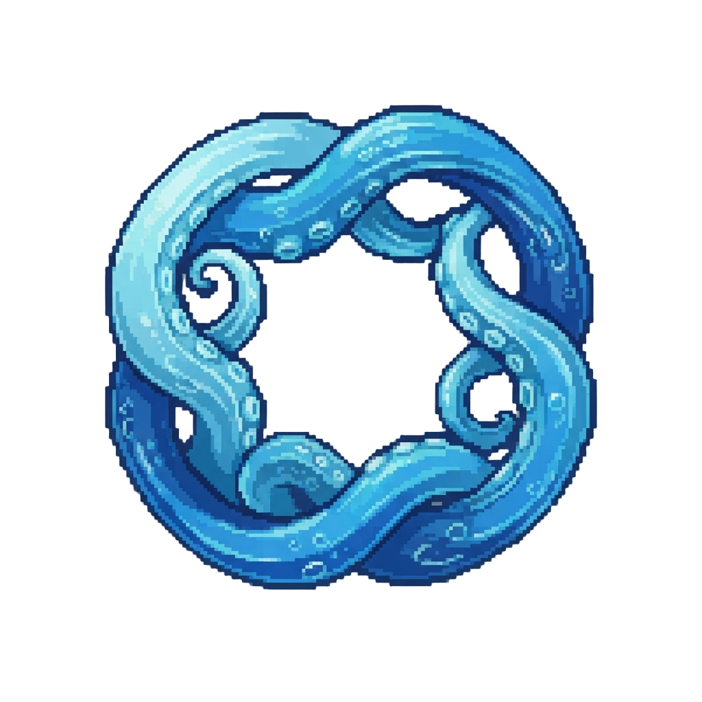 An Octopus Tentacle Frame Formed of Fluid Water Wiggling Around Them