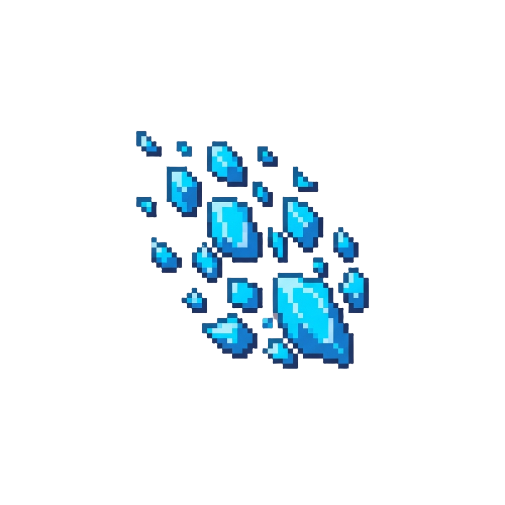 A Shower of Neon Blue Energy Fragments