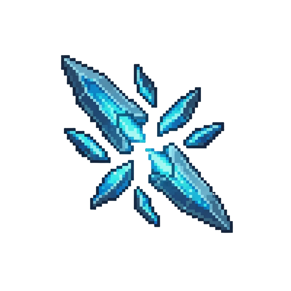 A Dispersion of Glowing Blue Blade Fragments