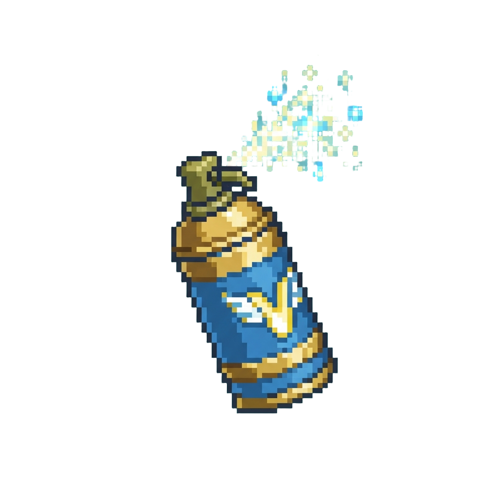 A Sparkly Floating Glider Victory Spray on Screen