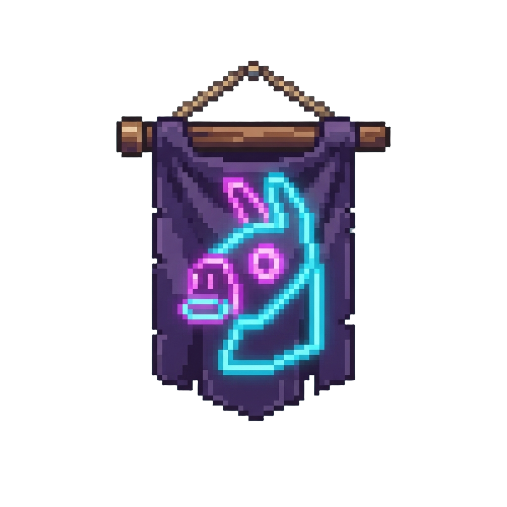 A Neon Loot Llama Banner on Screen