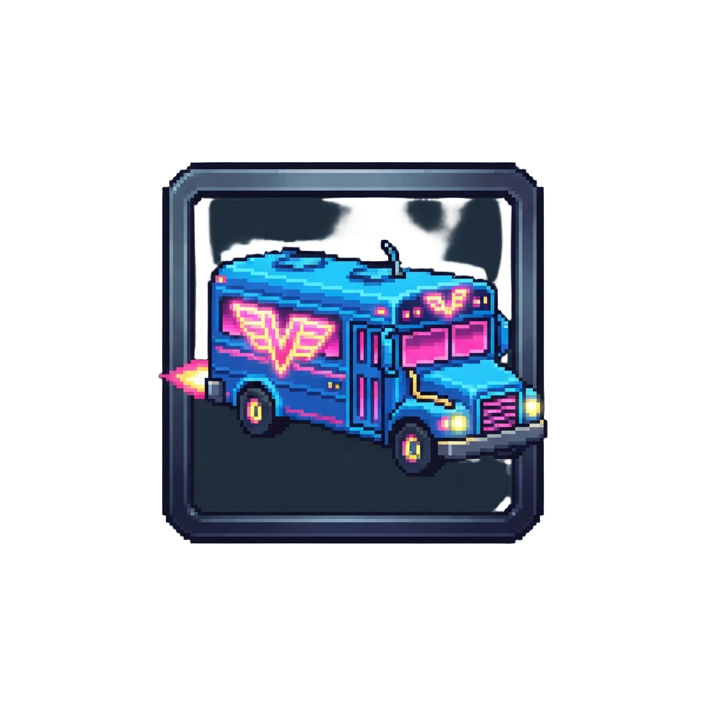A Brilliant Neon Battle Bus Victory Icon on Screen