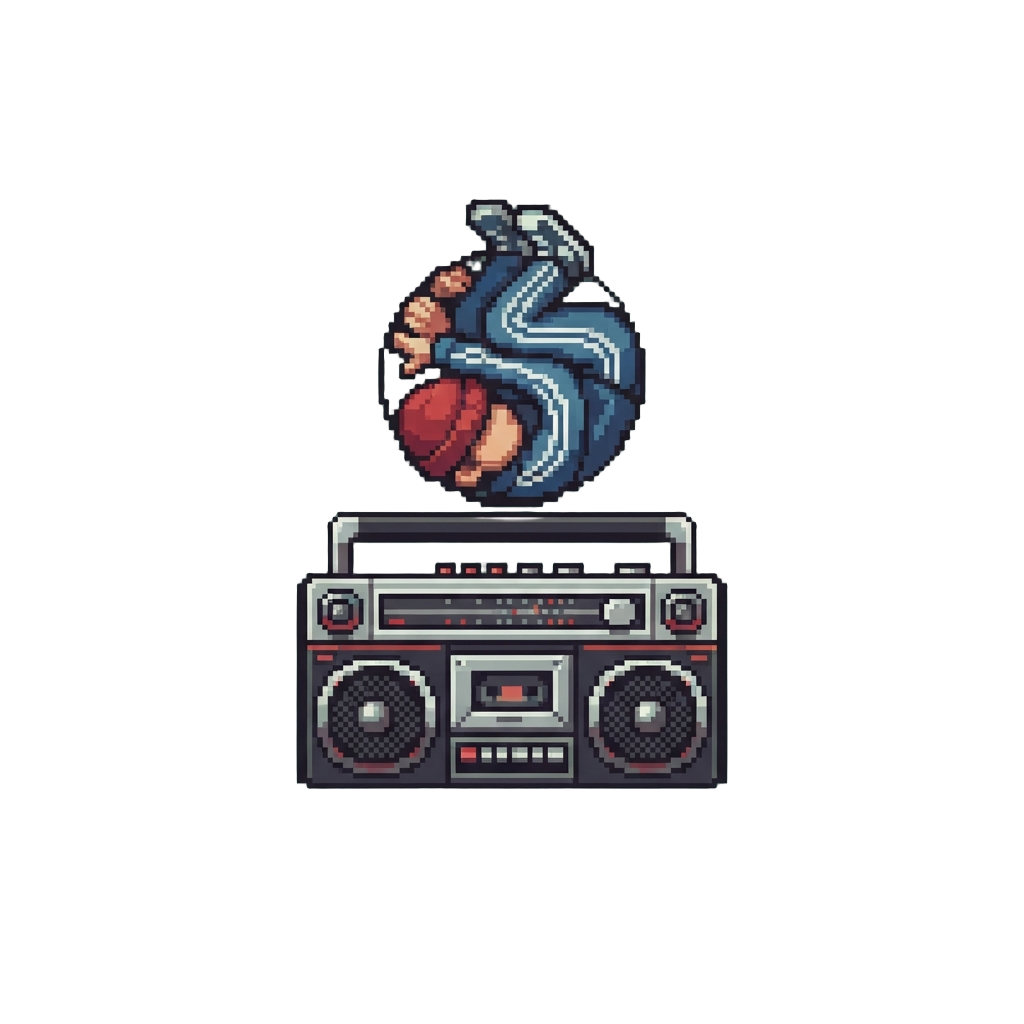A Tight Tucked-ball Freeze Hovering Over the Boombox