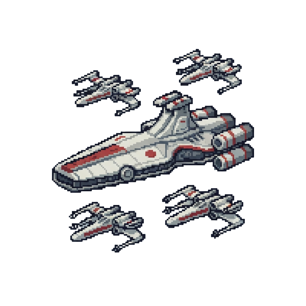 A Command Republic Cruiser Surrounded by Diving X-wing Fighters