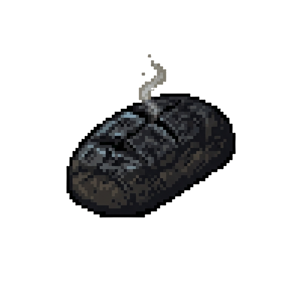 A Smoking Black Pitch-charred Loaf