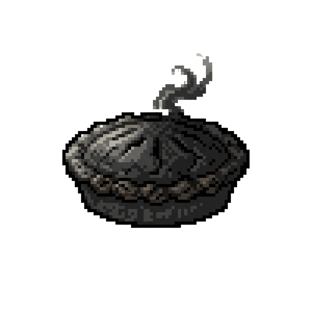 A Crisp Black Burnt Pie Crust Emitting Dark Smoke