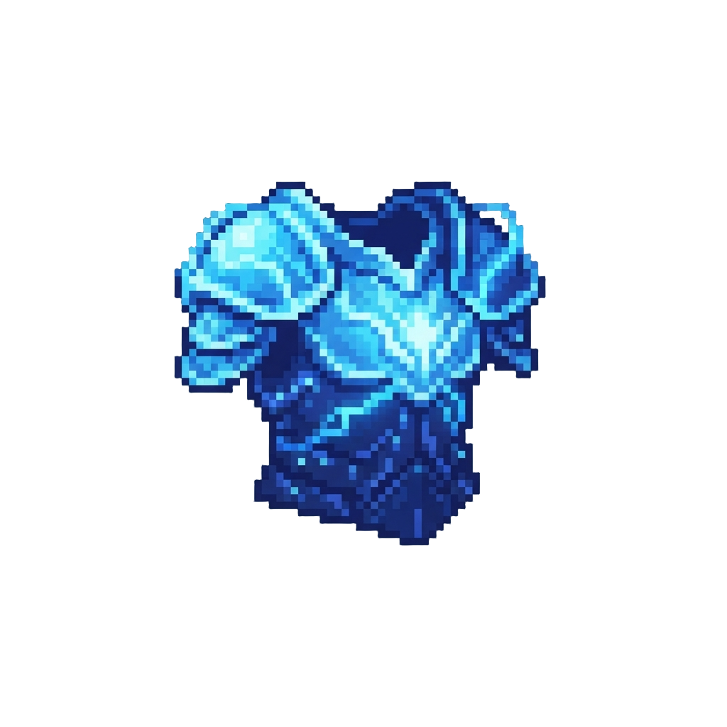 A Radiant Chestplate Forged of Glowing Blue Lightning Arcs