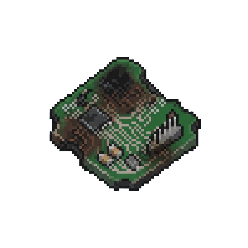 A Scorched Circuit Board Remnant