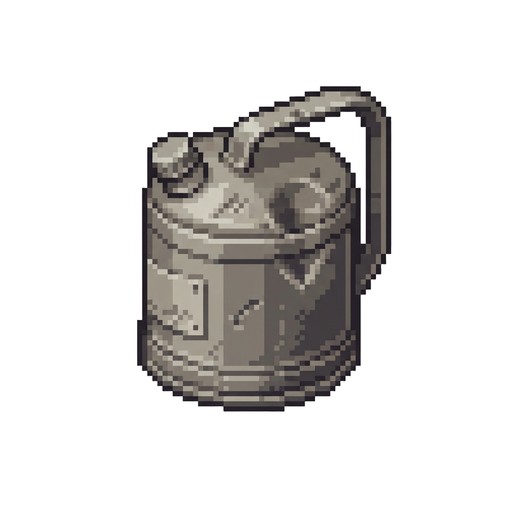 A Dented Empty Metal Oil Canister