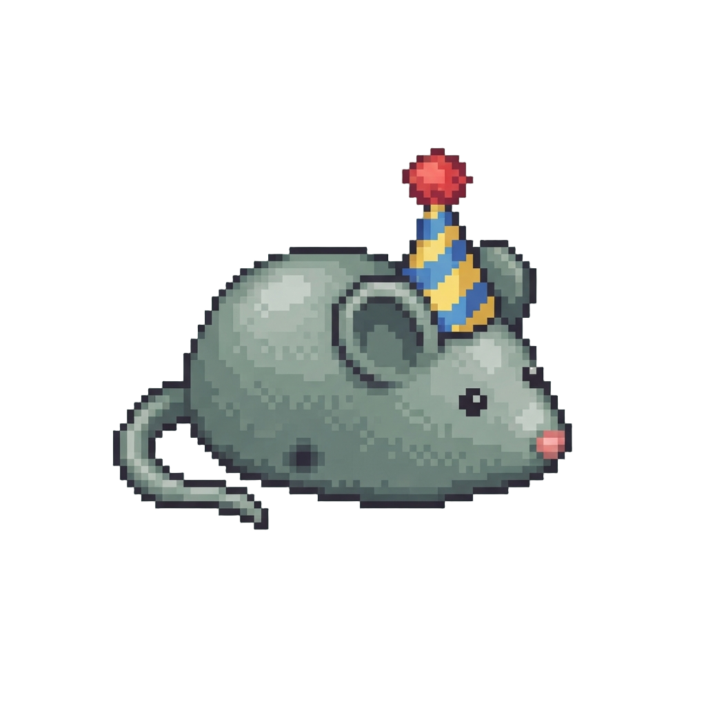 A Squeaky Toy Mouse with a Party Hat