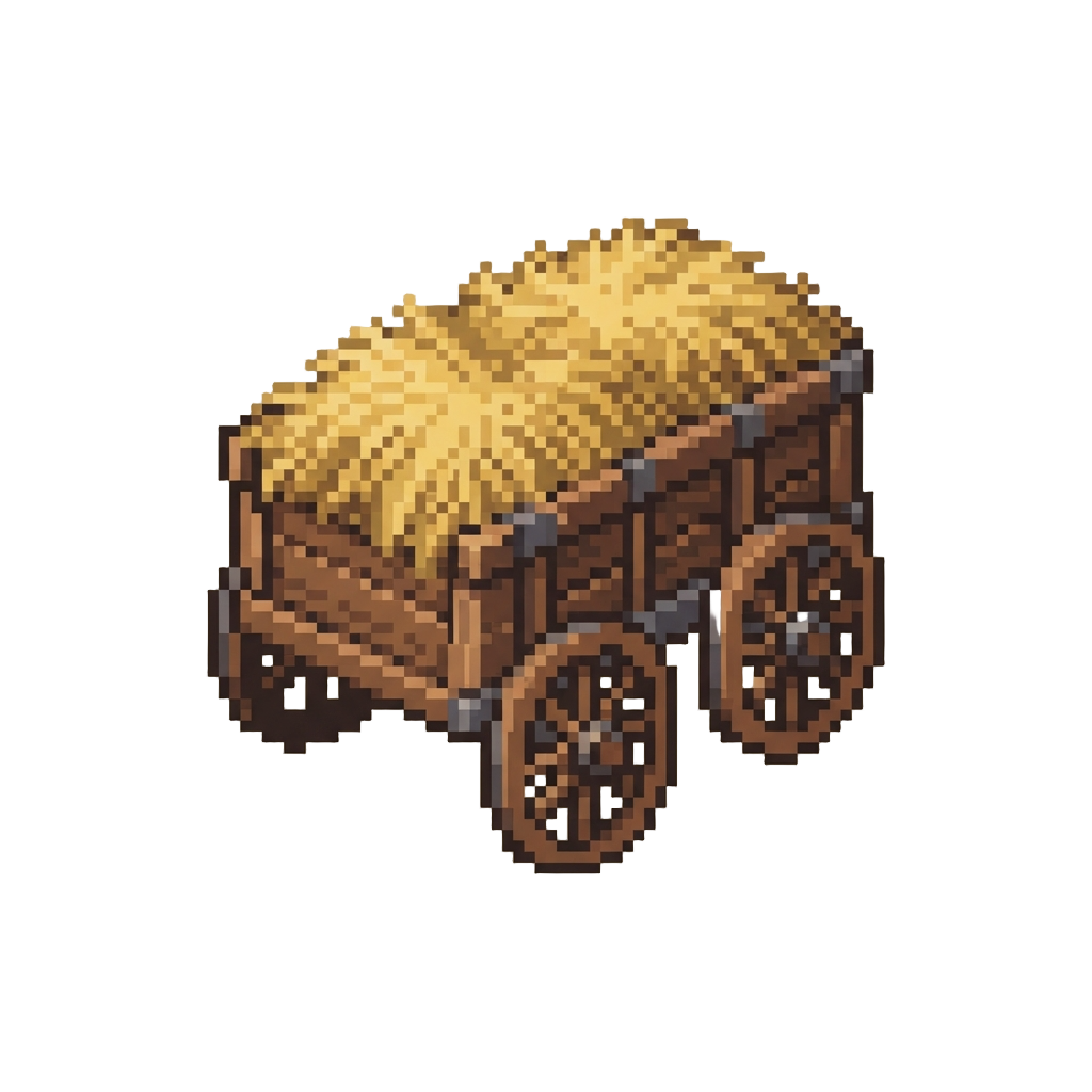A Giant Wooden Cart Full of Hay