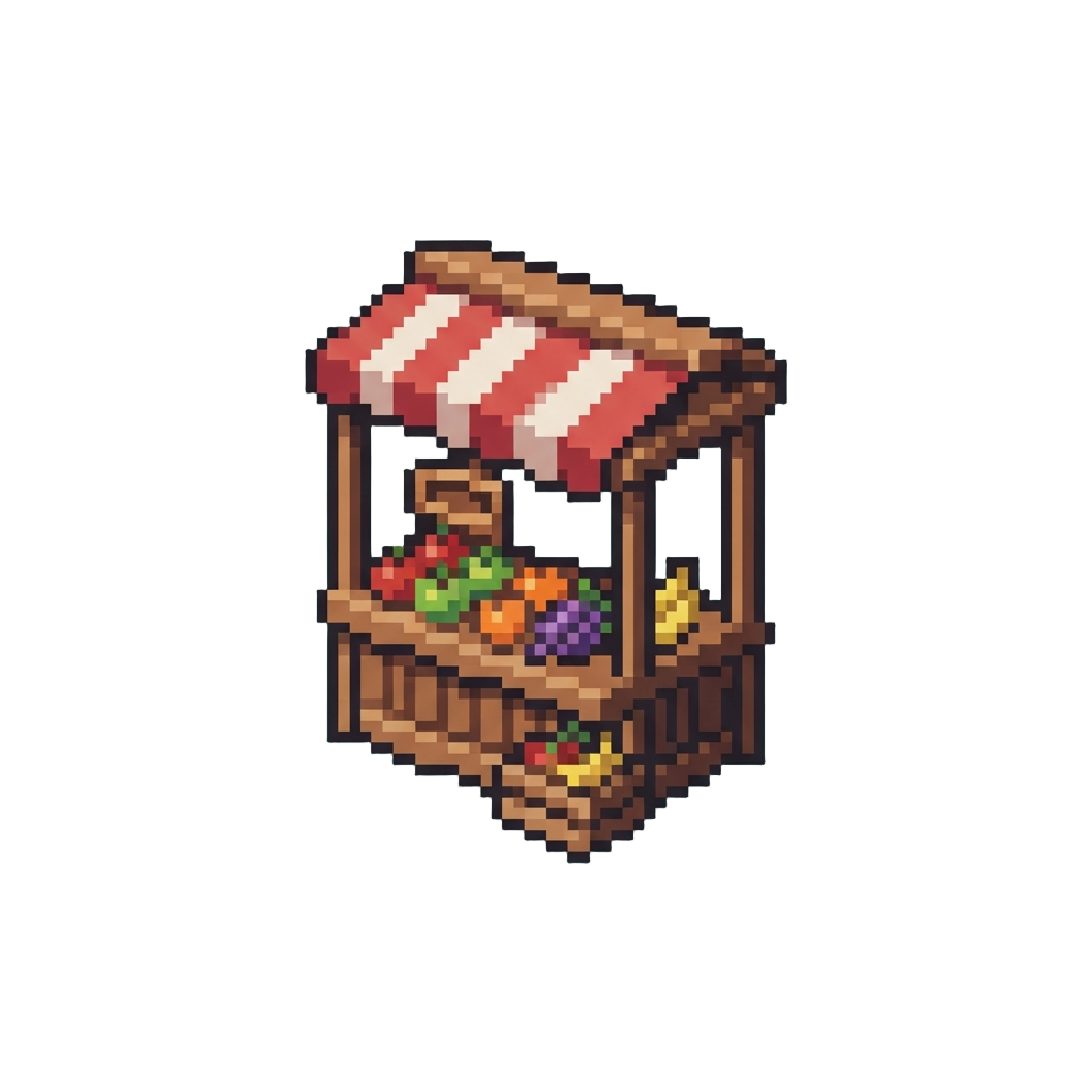 A Wooden Fruit Stall Stand