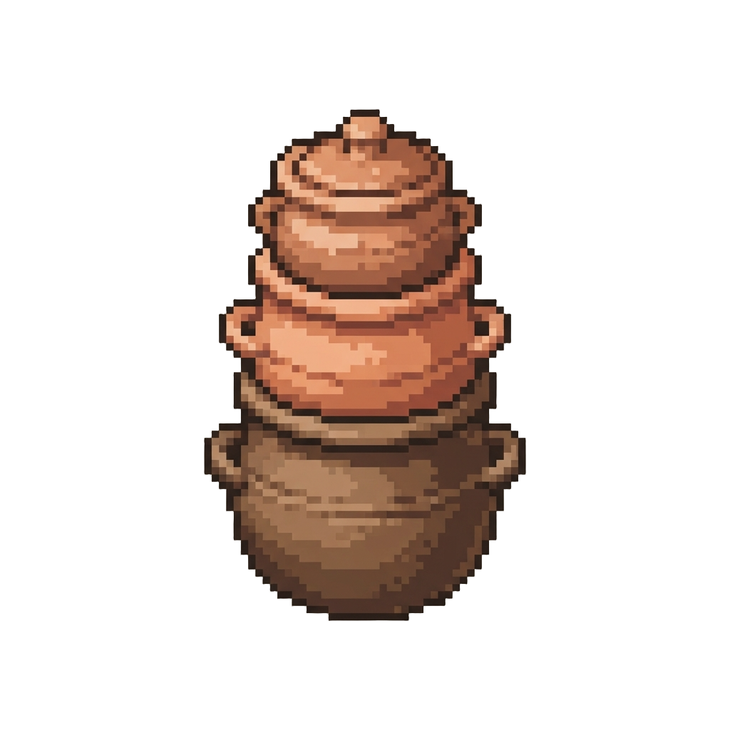 A Tall Stack of Pottery Jars