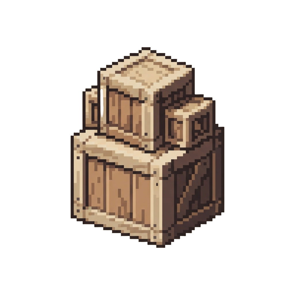 A Stack of Empty Wooden Crates