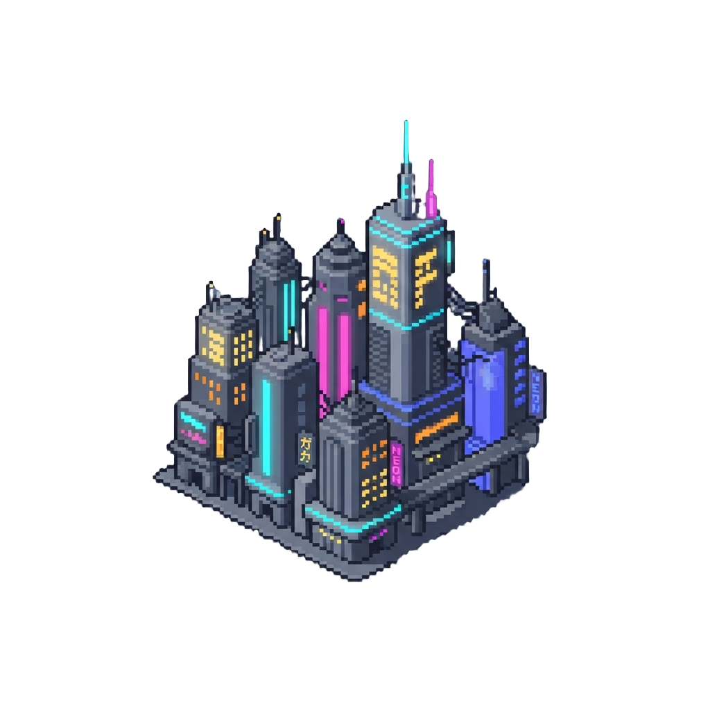 A Glowing Futuristic Neon Cyberpunk City Skyline