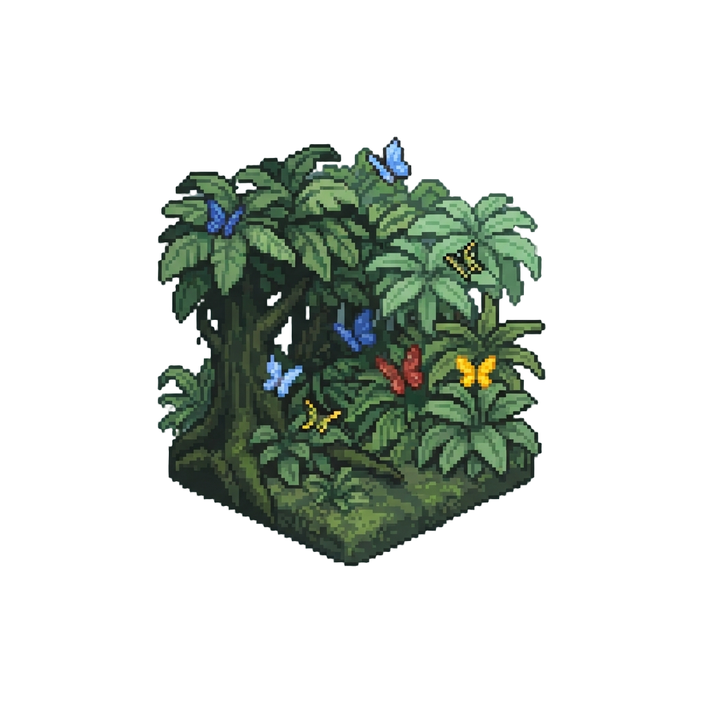 A Dense Lush Rainforest Full of Exotic Butterflies