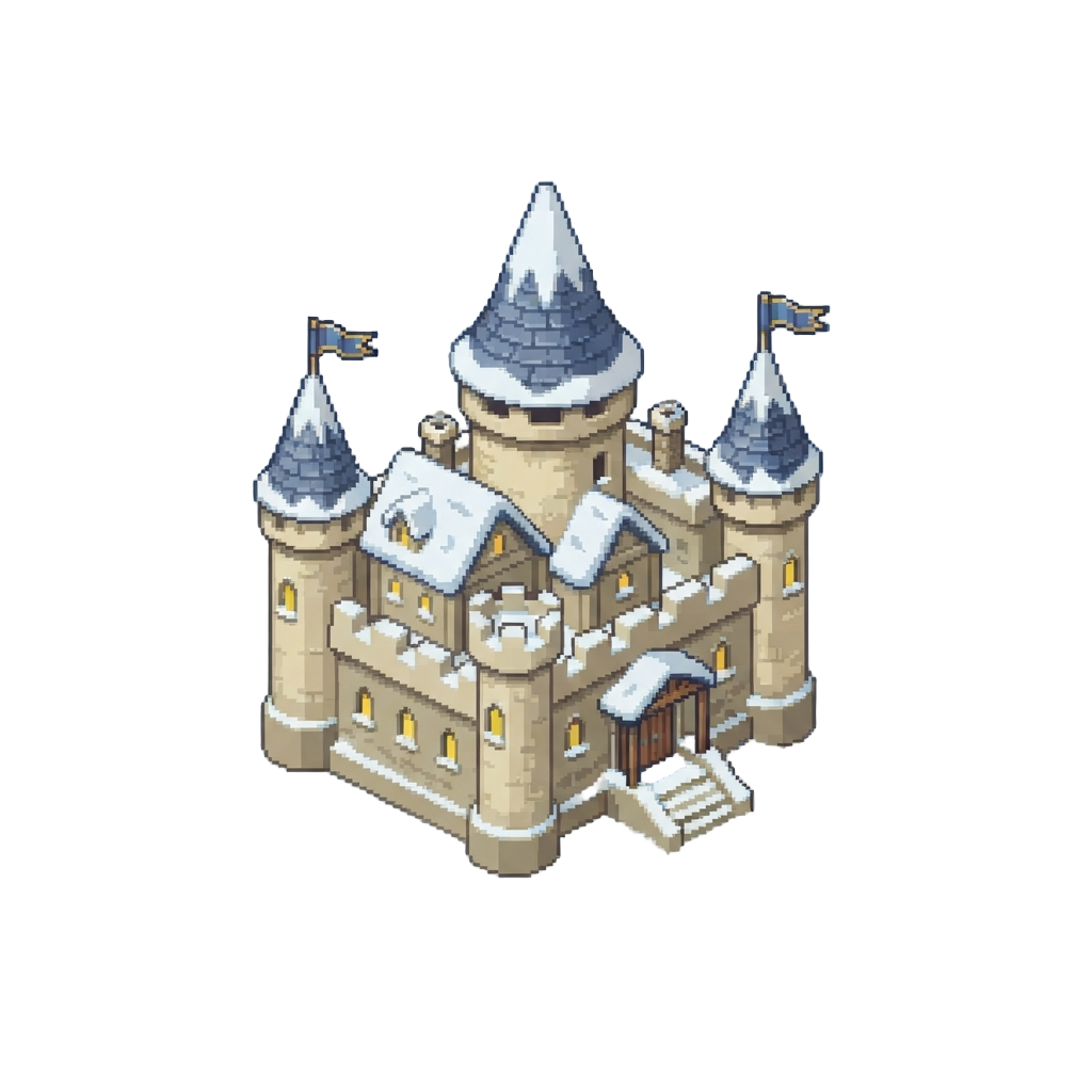A Cozy Snow-covered Fairytale Castle in Winter