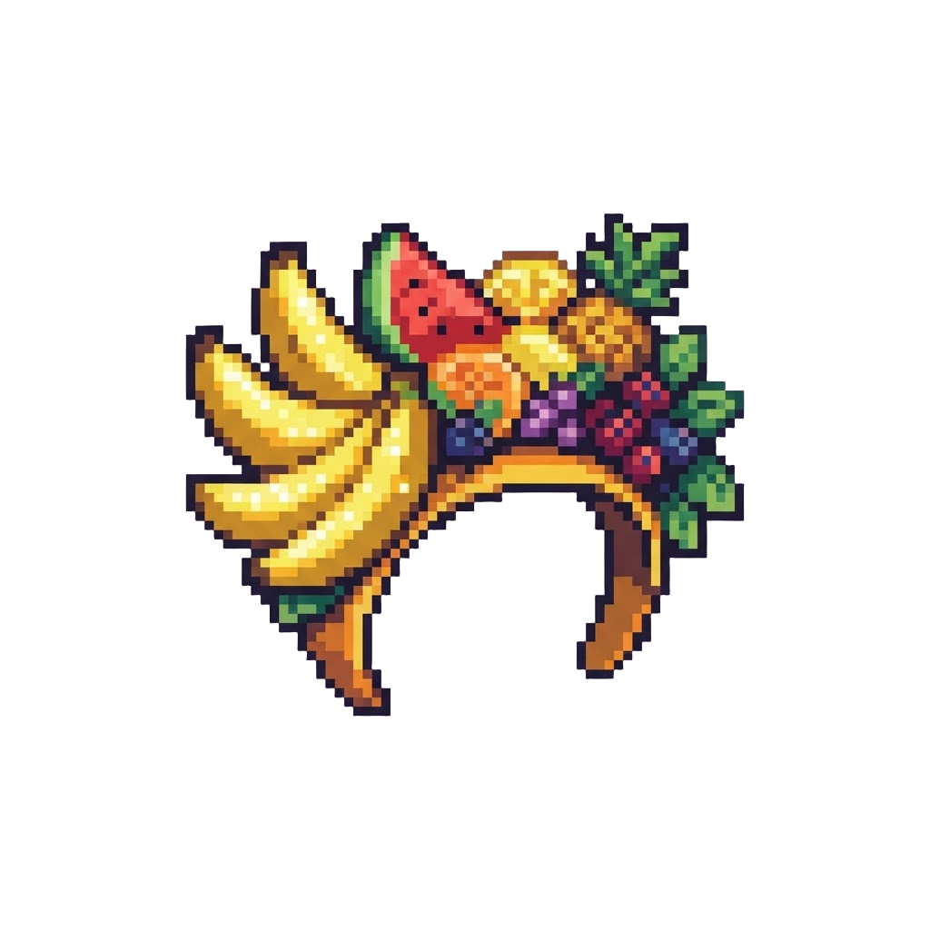 A Colorful Tutti-frutti Extravaganza Headpiece with Glittery Bananas