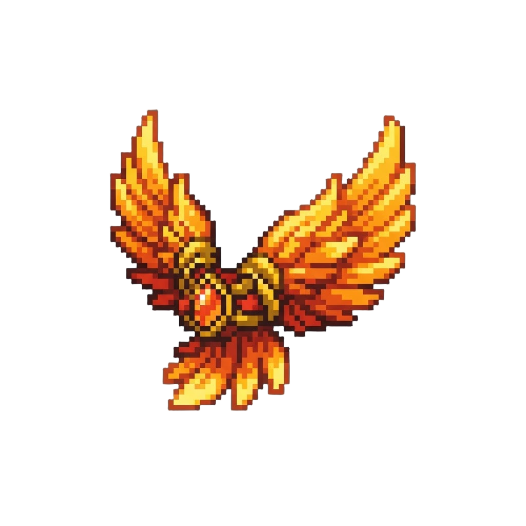 A Giant Flaming-orange Phoenix Feather Wings Ensemble
