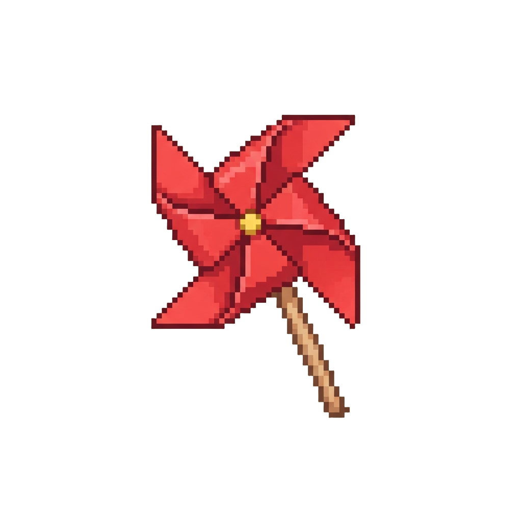 A Single Red Paper Pinwheel