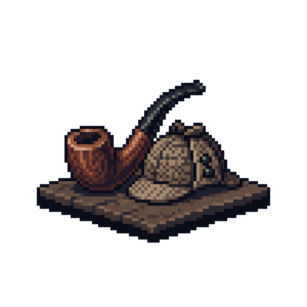 A Theatrical Stage Setting with an Oversized Sherlock Pipe and Deerstalker