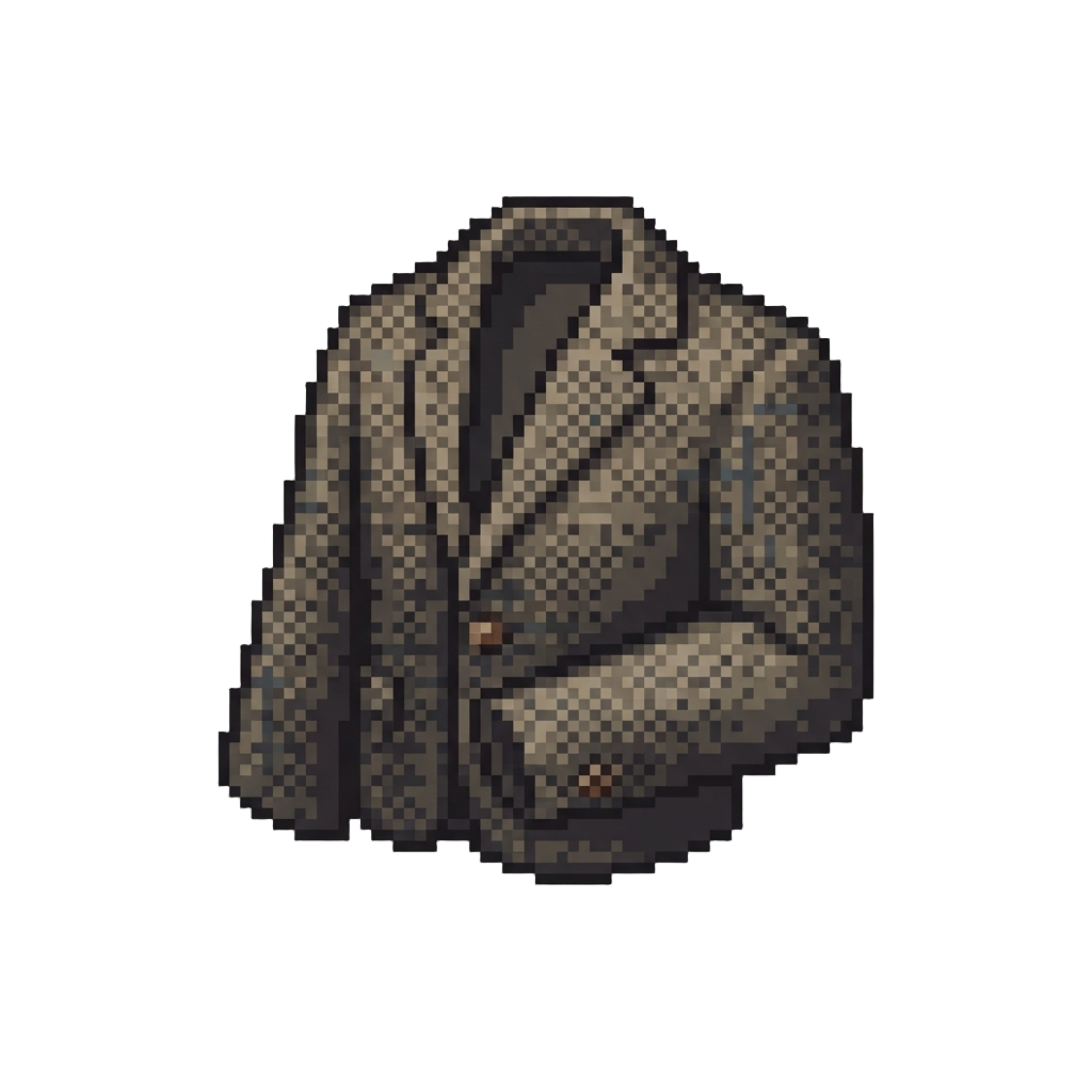 A Dramatic Dimly Lit Backroom in a Sharp Tailored Tweed Suit