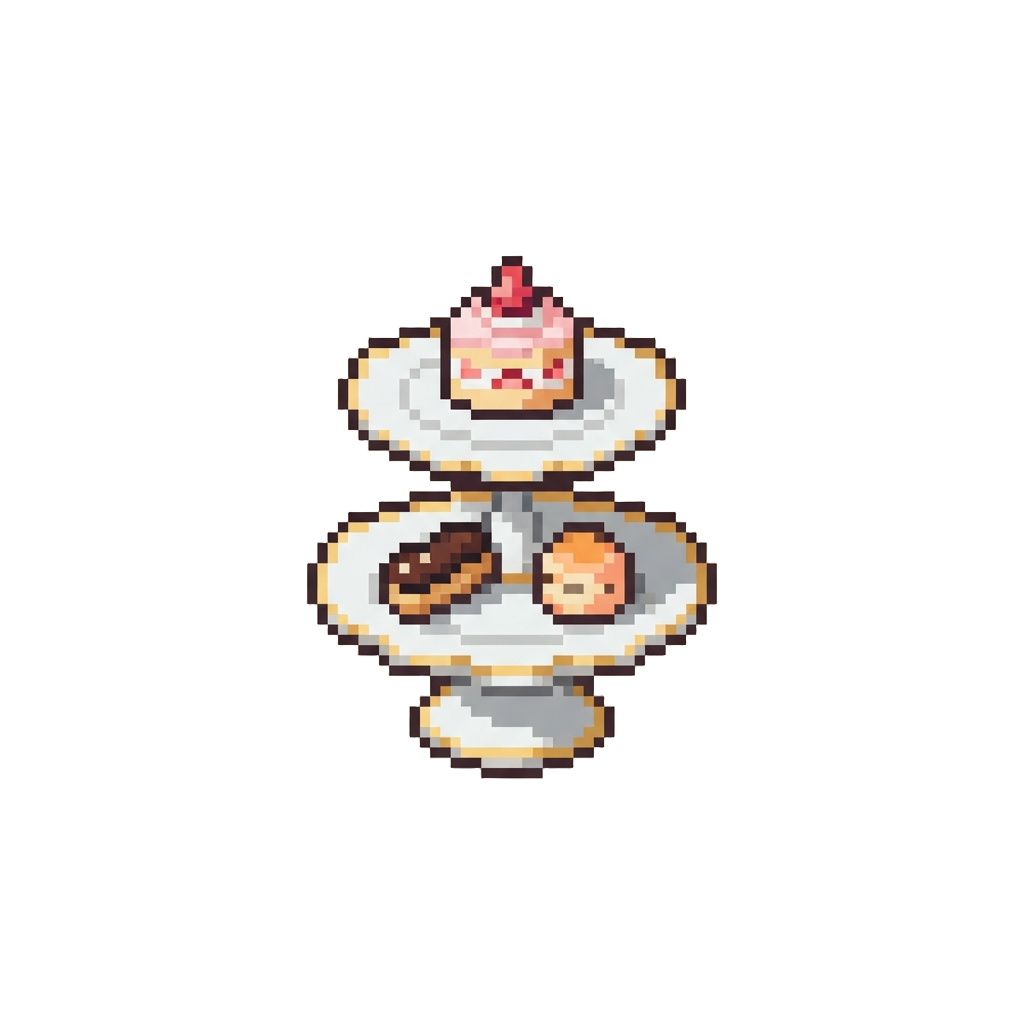 A Warm Vintage Tea Parlor with Delicate Tiered Cake Stands