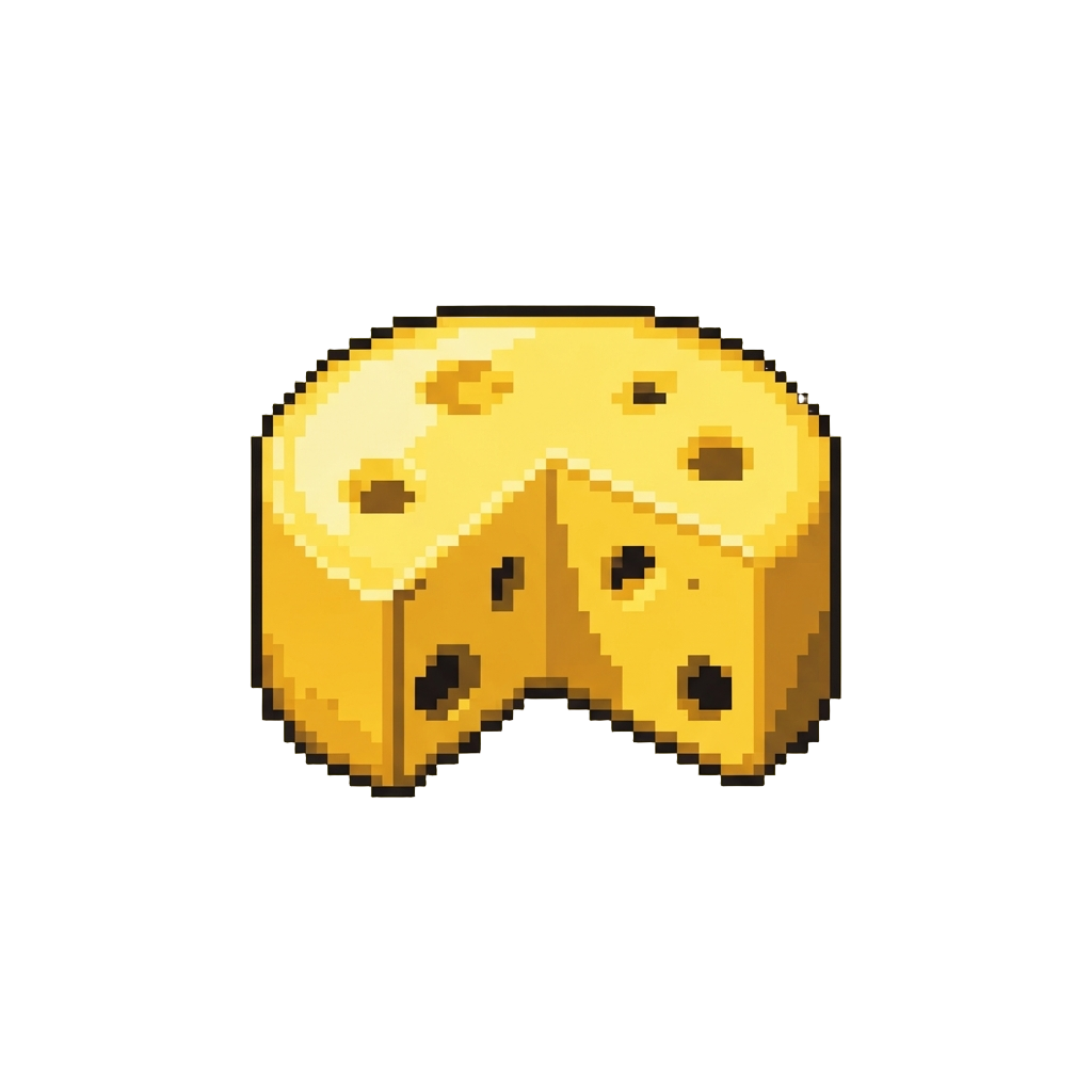 A Glowing Half Wheel of Yellow Cheese with Holes
