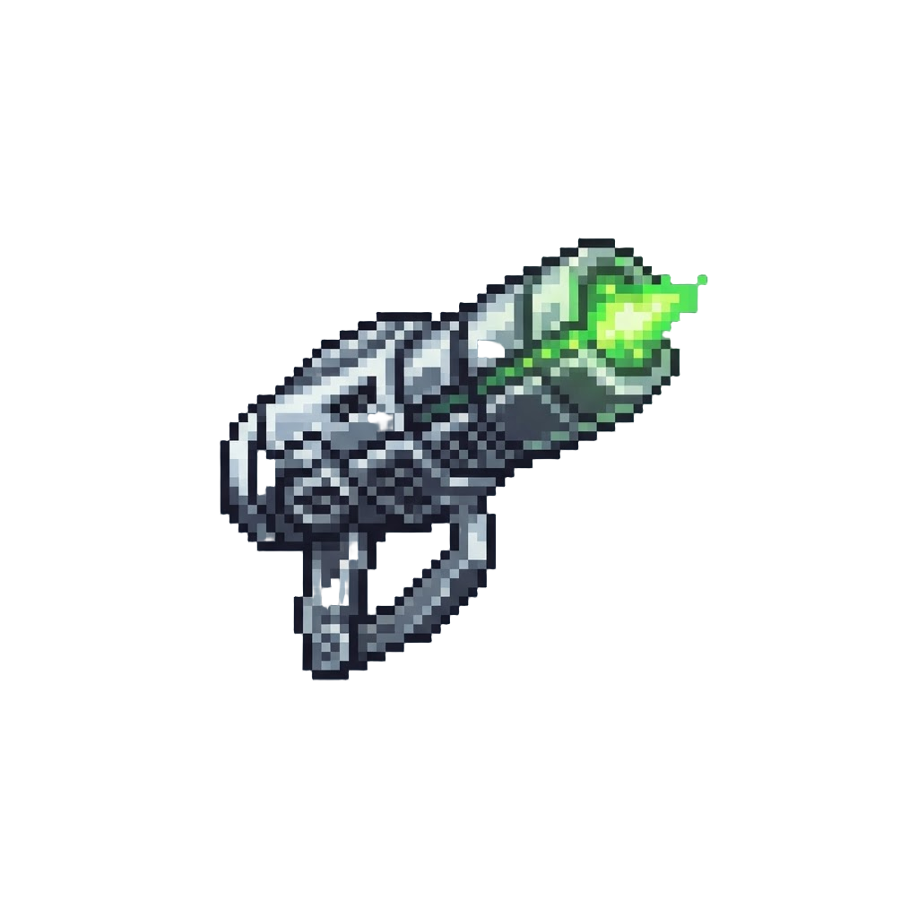 A Gleaming Chrome Shoulder-cannon Charging Green Plasma