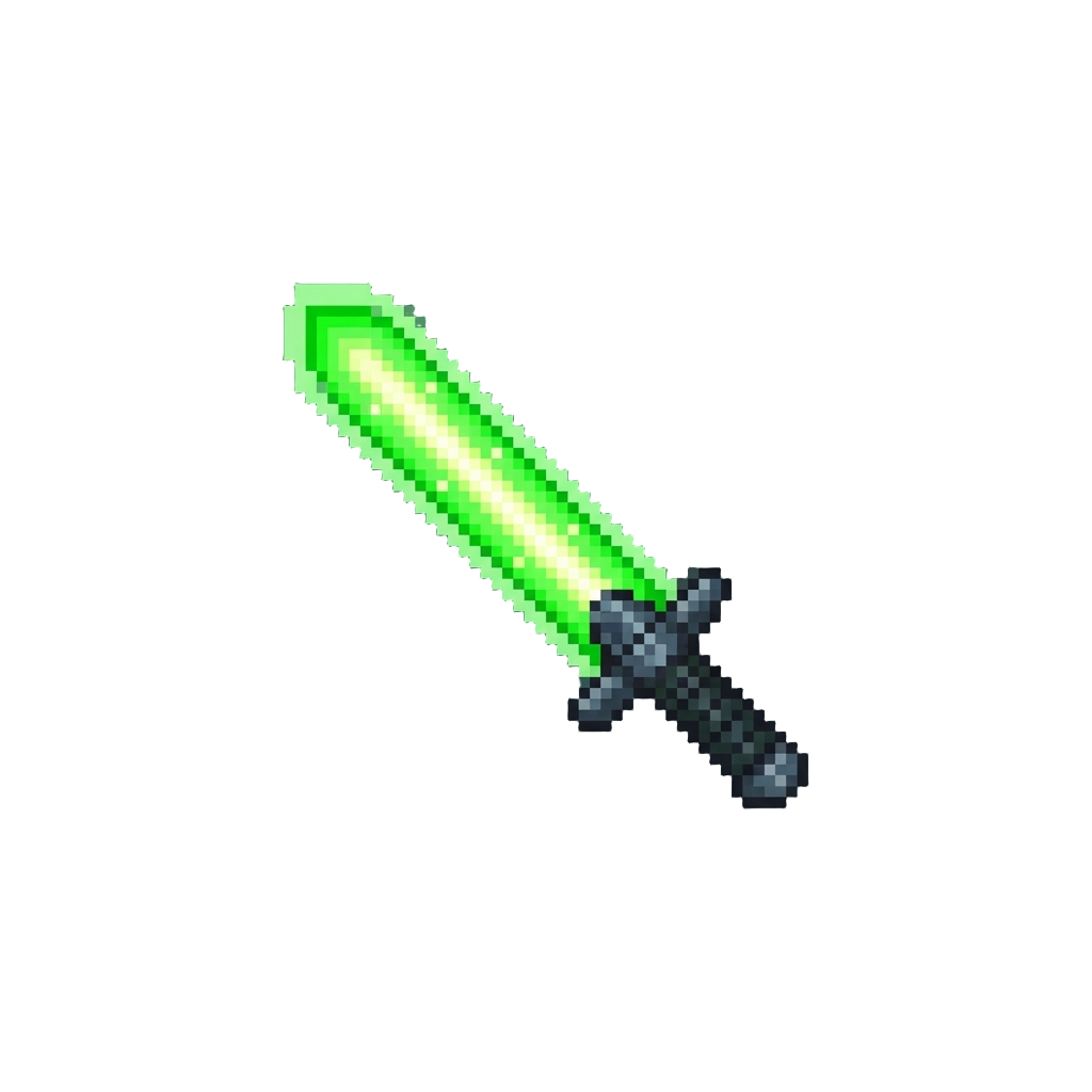 A Luminous Green Energy Blade Shimmering with Force Harmony