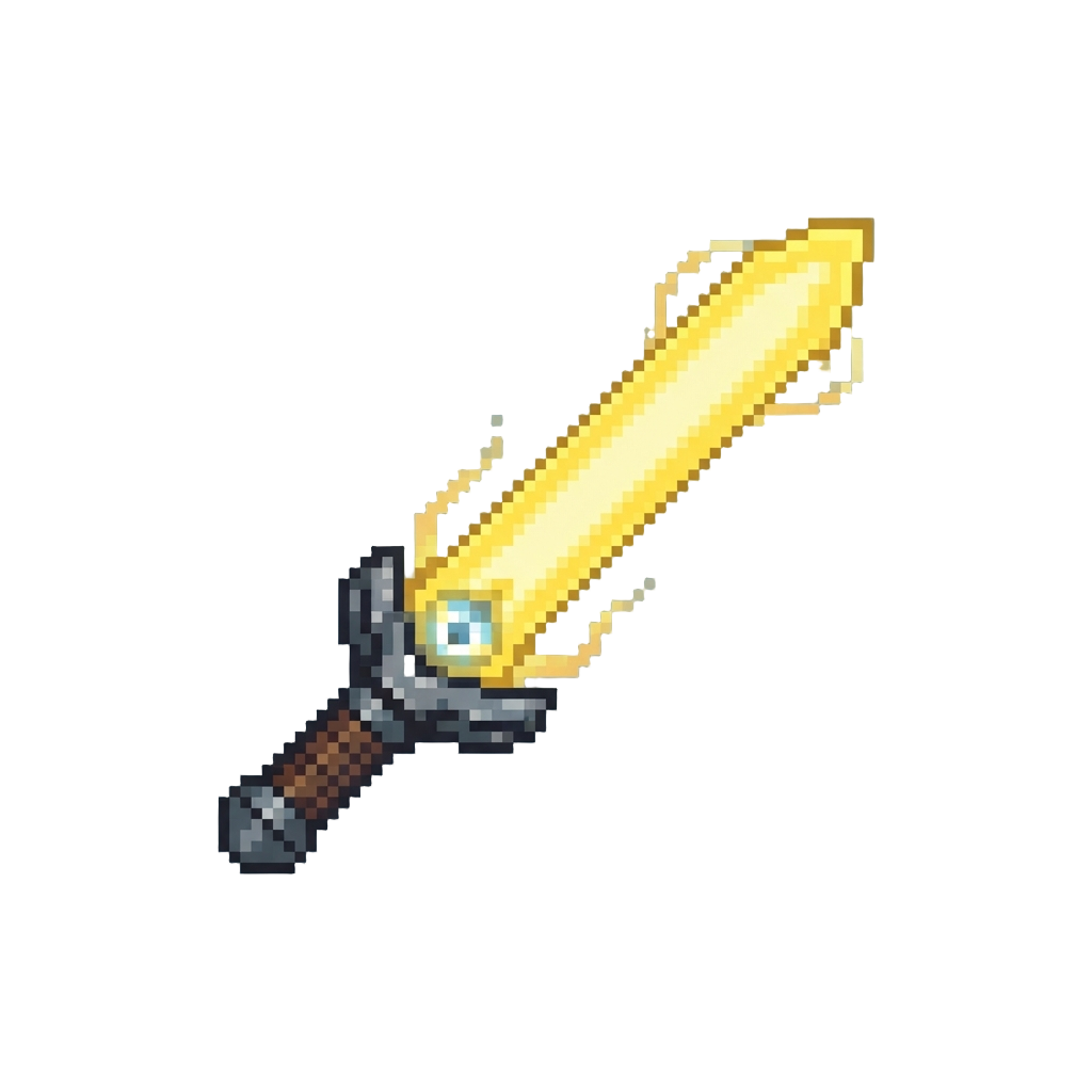 A Brilliant Yellow Energy Blade Shining with Watchful Light