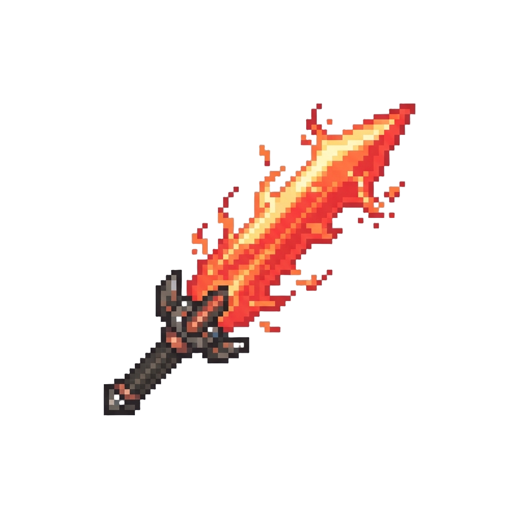 A Fiery Red Energy Blade Crackling with Aggressive Power