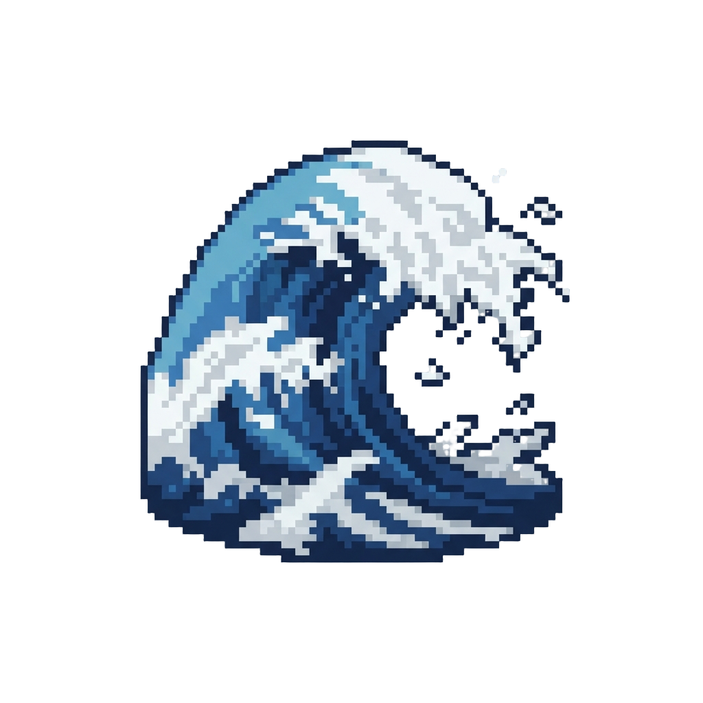 A Giant Tidal Wave Crashing in Pixelated Foam