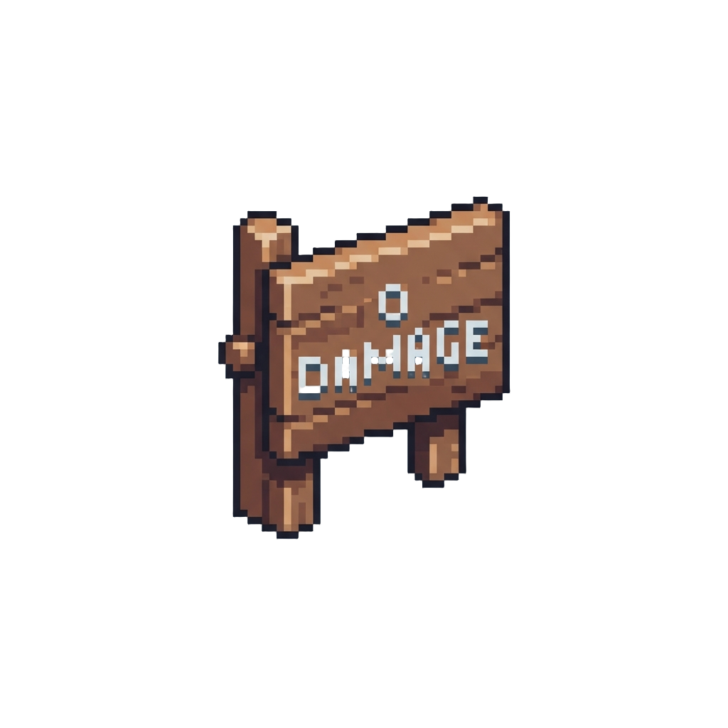 A Tiny Sign Reading '0 Damage'