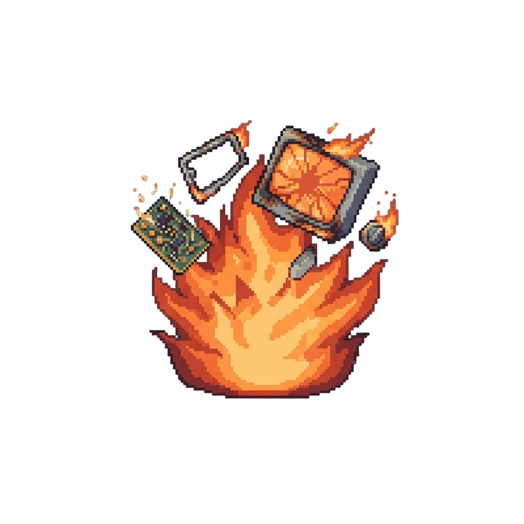 A Bright Fiery Blast Launching Burning Tv Parts Into the Air