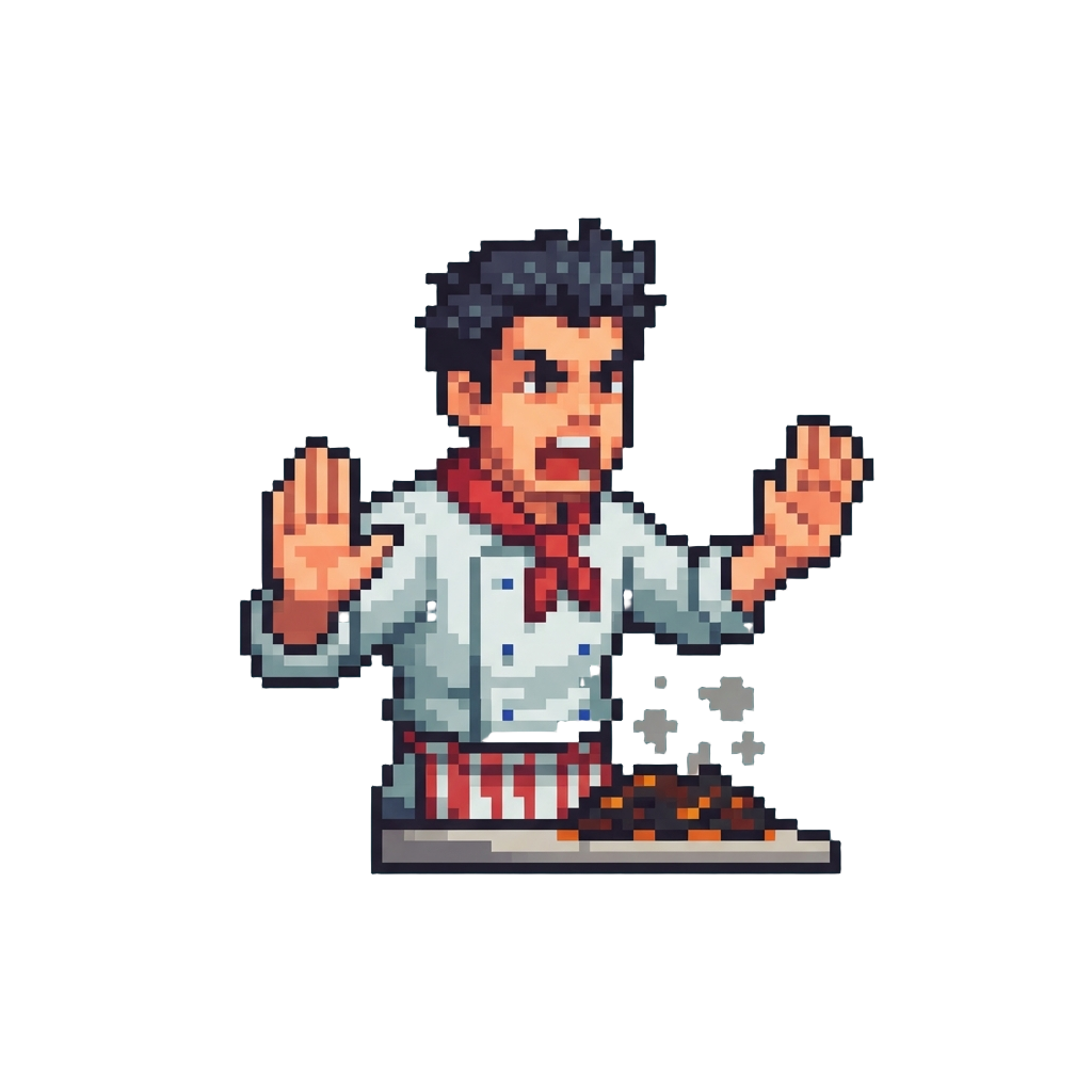 A Cooking Show Host Yelling 'don't Eat That' Directly at the Camera
