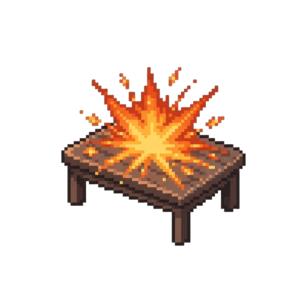 A Fierce Explosion Burst Coating the Coffee Table in Glowing Sparks