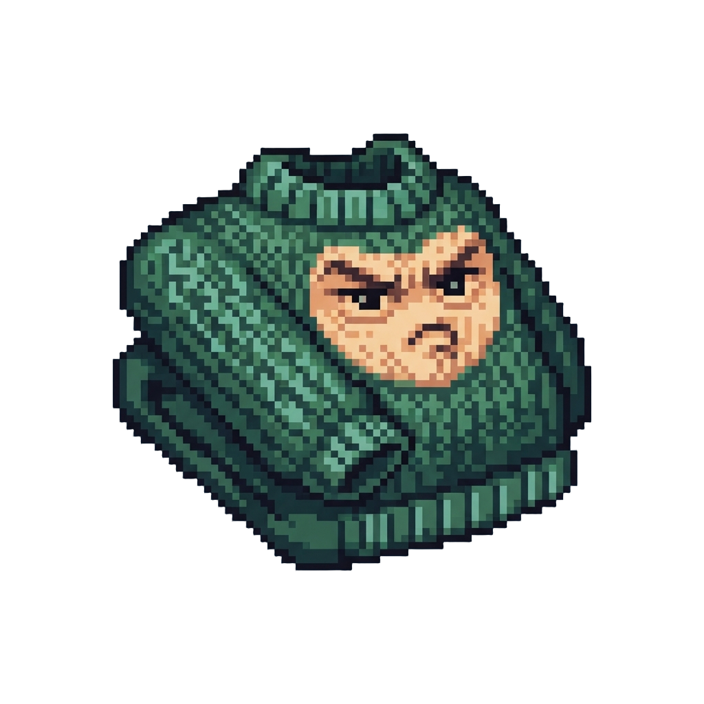 A Stern Disapproving Glare and a Cozy Knitted Sweater