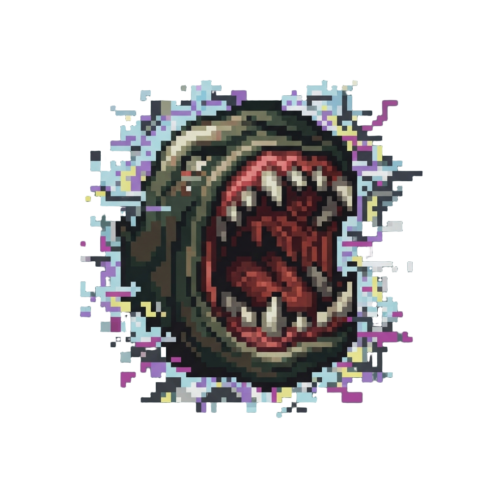 A Distorted Monster Mouth Roaring Amidst Extreme Static Glitching
