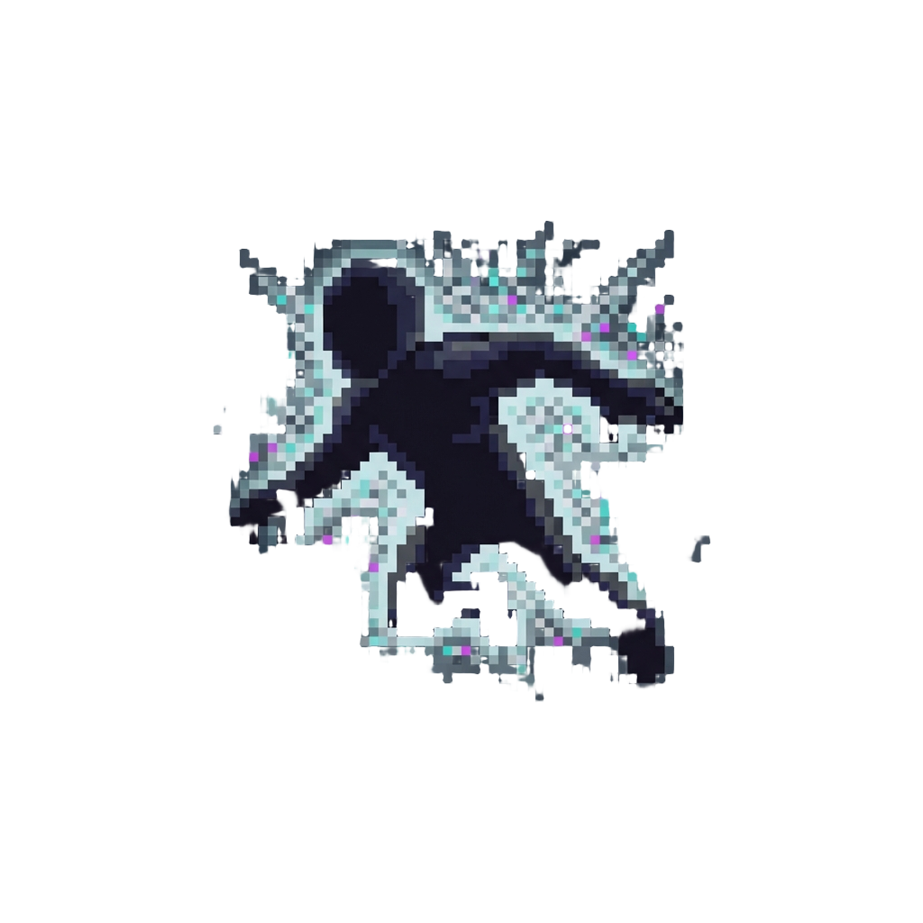 A Dark Shadowy Silhouette Bursting Through Glowing Television Static
