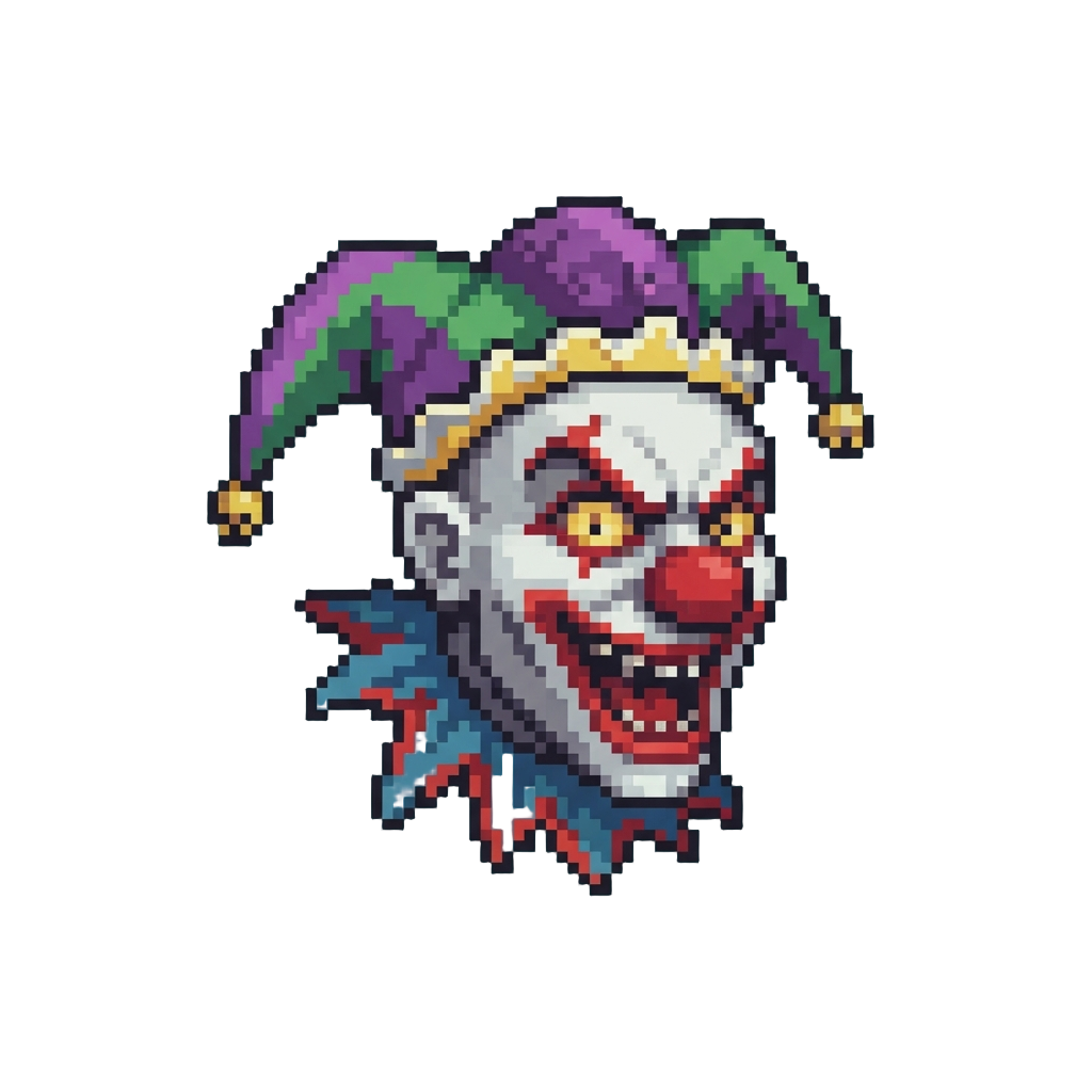 A Menacing Clown Face Springing Forward Out of Nowhere